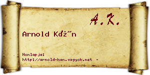 Arnold Kán névjegykártya